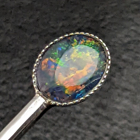 Vintage Sterling Silver Teaspoon Set of 6 Opal Decorated Case